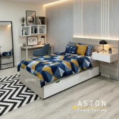 Cama tarima aston con escritorio y repisas