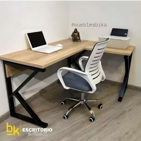 escritorio ele tipo mesa k con silla ergonomica