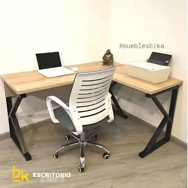 escritorio ele tipo mesa k con silla ergonomica