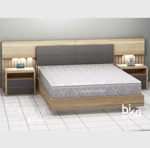 alcoba moderna con 2 mesas de noche y colchon bika