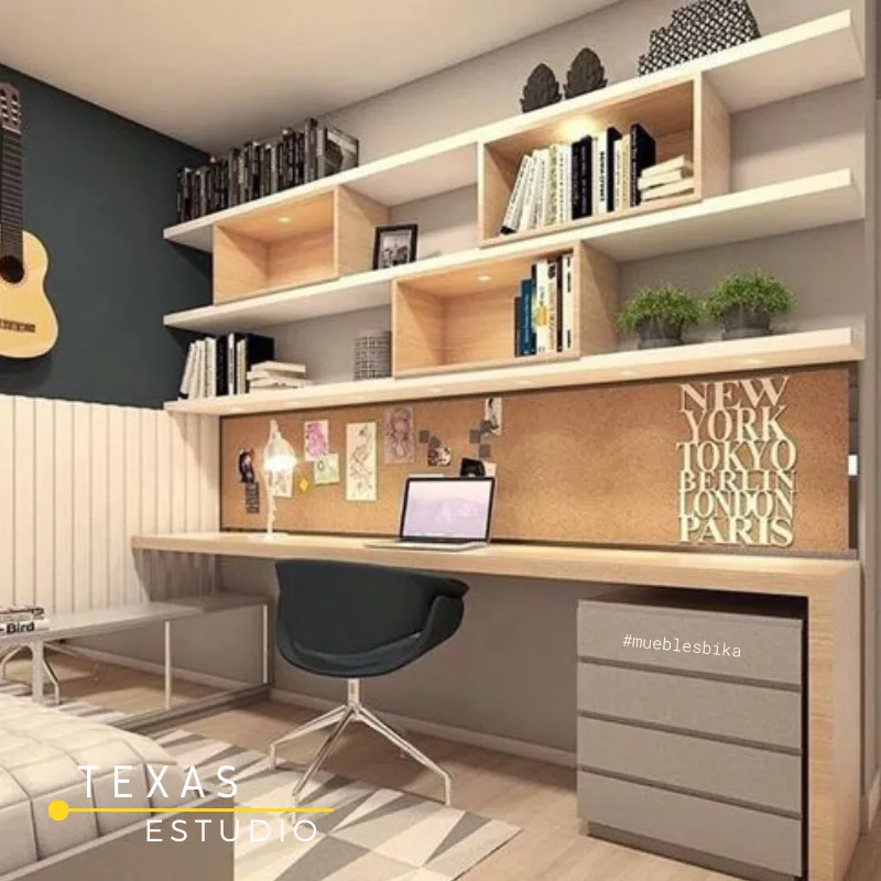 escritorio con repisas para home office
