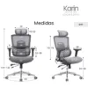 Silla Ergonómica Karin gris medidas