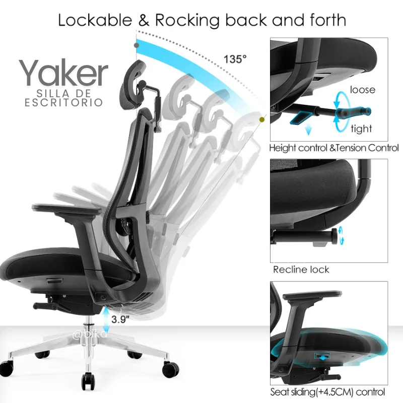 Silla de Escritorio Presidente Yaker Plus giratoria negra