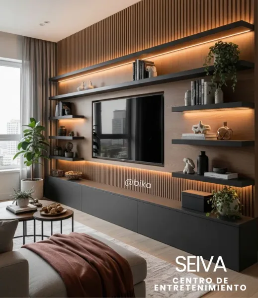 Centro de Entretenimiento Seiva moderno para el tv y adornos en casa