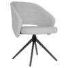 Silla auxiliar Praga giratoria blanca en vista tres cuartos, con base metálica negra tipo cross